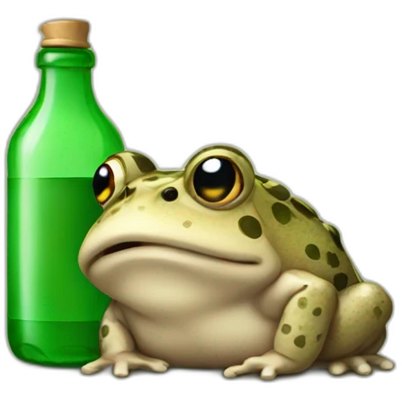 tired toad with bottle emoji