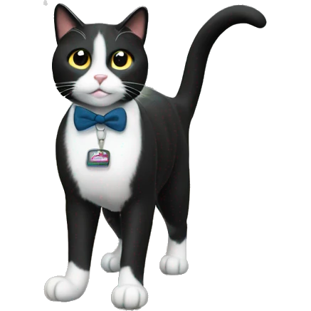 Tuxedo cat hiking emoji