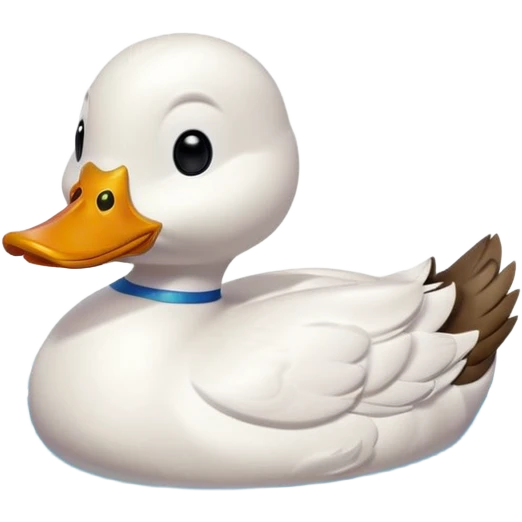 A 3D cartoon duck floating on a calm pond, soft ripples, rounded features, vibrant colors, cute and happy face, Memoji-style lighting. emoji