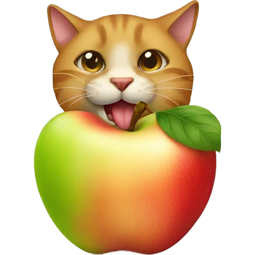 a cat eating apple emoji