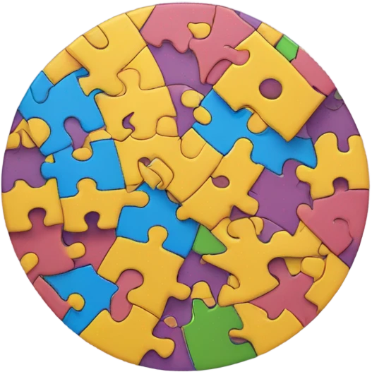 Matching puzzle pieces  that become part of a circle emoji
