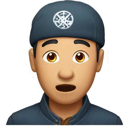 Kyrgyz man have a surprised emoji