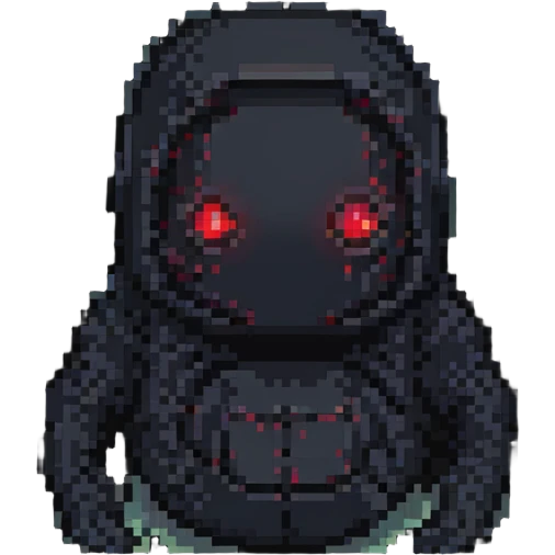 red glowing eyes, Minecraft style, blocky, pixelated, no face, dark background emoji