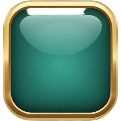 Blank dark Jade and gold edged rounded square icon button emoji