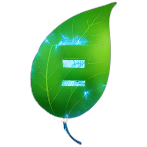 blue "e" from Engie logo and electrical sparks in the shape of green leaves emoji