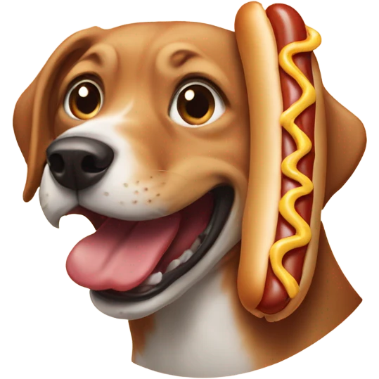 Dog eating hotdog emoji