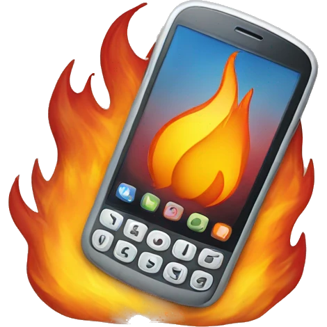 mobile phone with fire emoji