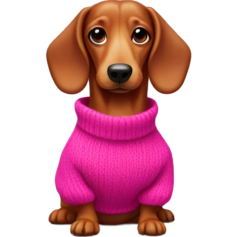 sausage dog wearing a bright pink sweater emoji