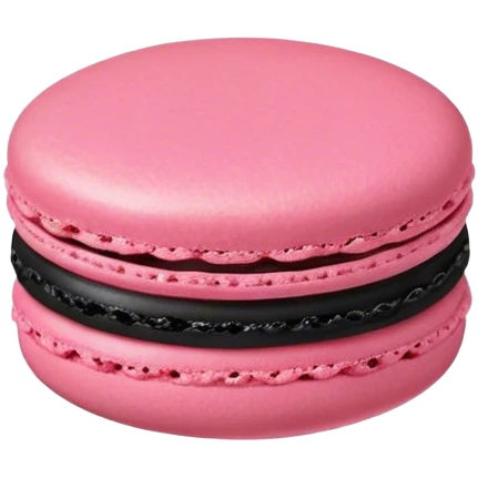 a black and pink macaron emoji