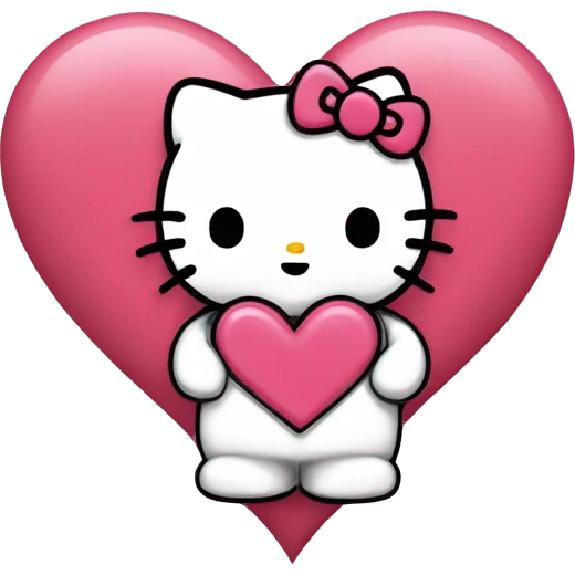 hello kitty with heart emoji