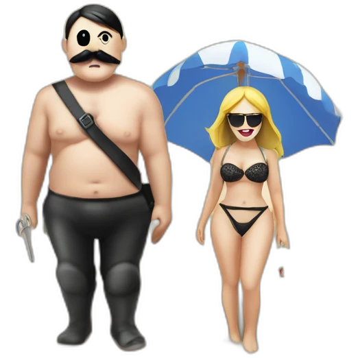 Adolf Hitler soiled underwear on holiday with the grim reaper sunny beach emoji