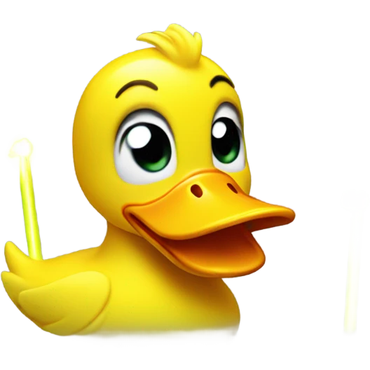 create an yellow duck with glowsticks like a party emoji