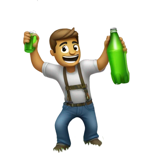 guy Spraying a lawn And drinking a beer  emoji