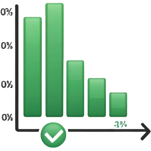 green bar chart decrease and percentage sign emoji