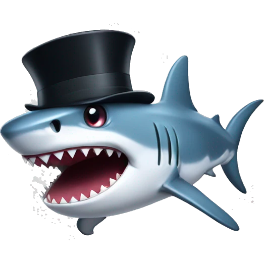 Shark with a top hat emoji