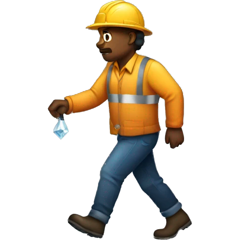 Miner walking away from diamonds emoji