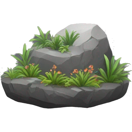 rock with plants emoji