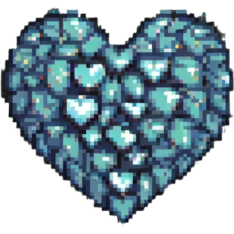 pixel art heart, with a sparkle emoji