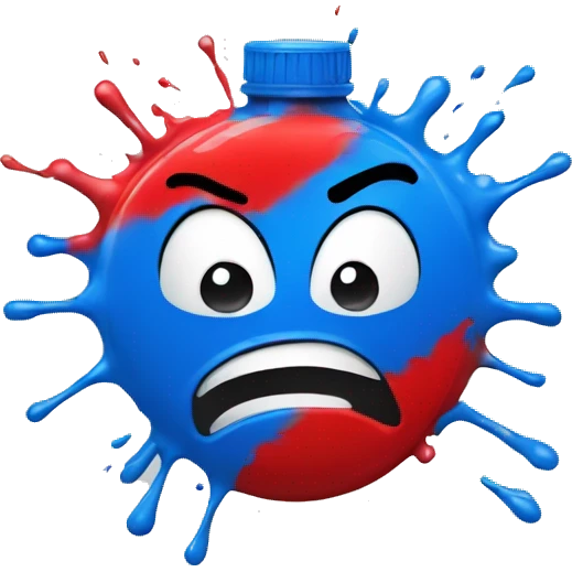 angry red  and blue spray paint can emoji