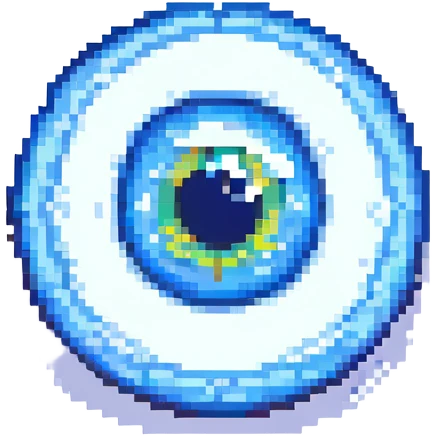 blue eye, stylized and bold, pixel art style emoji