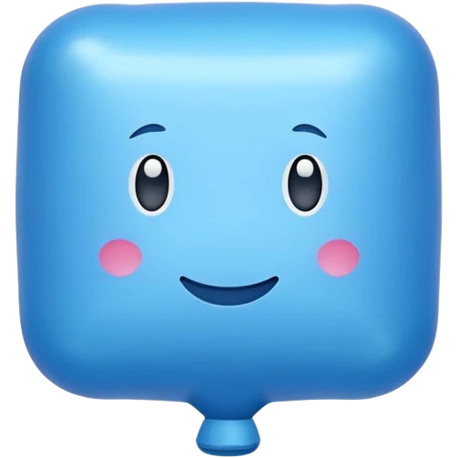 blue square inflatable puffy balloon emoji