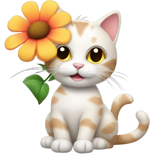 cat holding a flower emoji