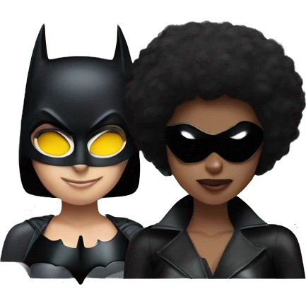 Batman and afro catwoman emoji