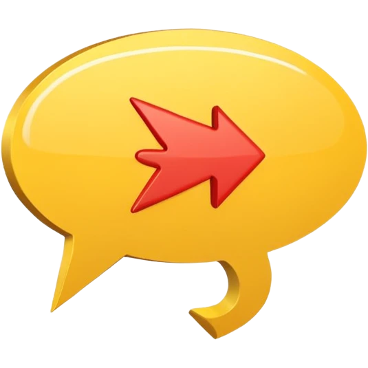 a yellow speech bubble but instead of a normal tail it’s a pointing arrow instead, not 3d, cartoony style emoji