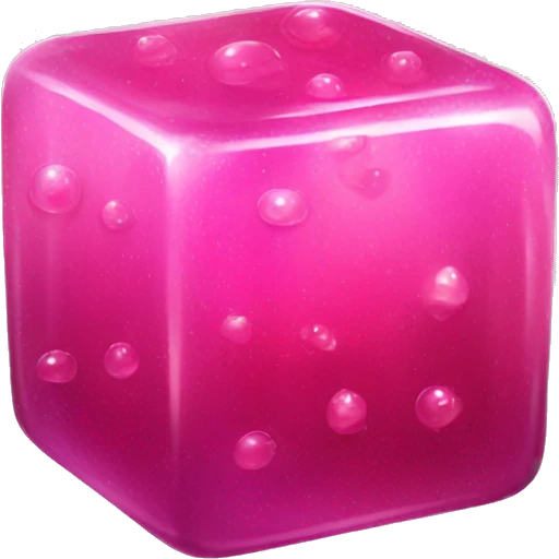 Sparkling pink jelly cube realistic emoji