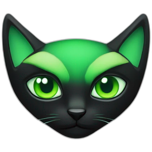 chat noir yeux vert légèrement enrobé emoji