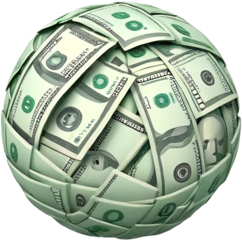 Snow ball with dollar bills  emoji
