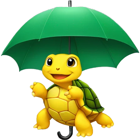 a yellow turtle with a green umbrella emoji