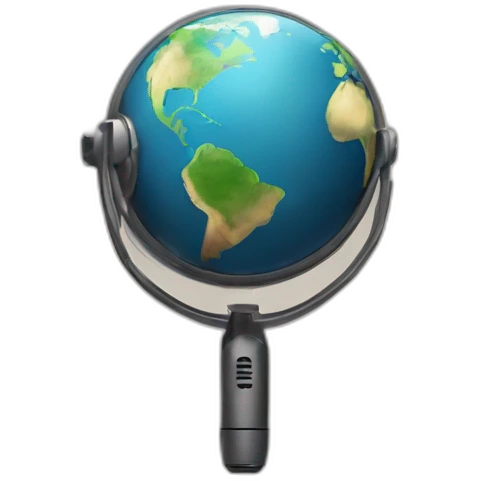 microphone and earth emoji