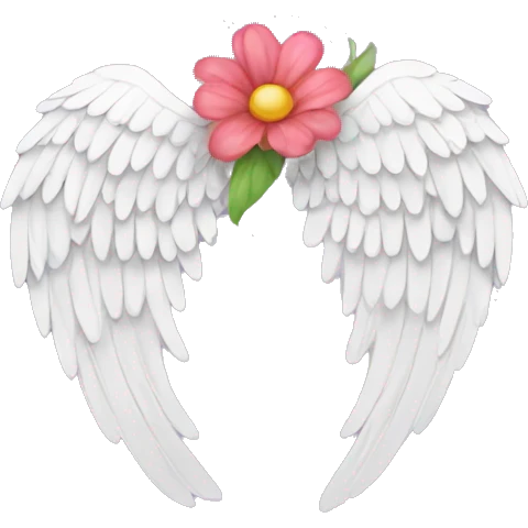 angel wings with flower emoji
