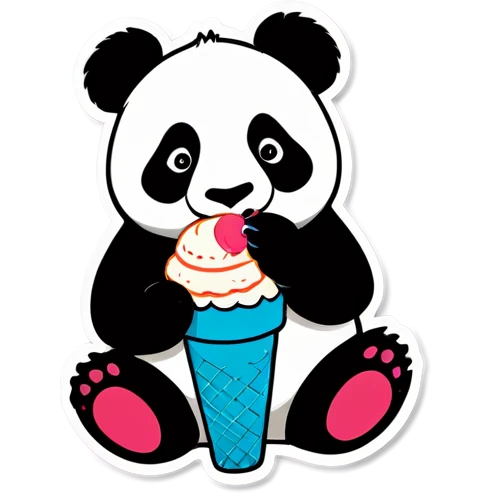 Panda eating ice cream emoji