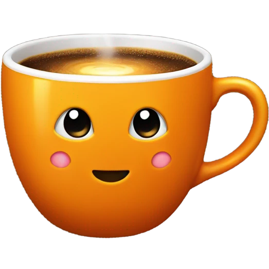 A steaming orange coffee cup with a tiny spark above it, symbolizing creativity brewing with caffeine. Perfect for brainstorming vibes. emoji
