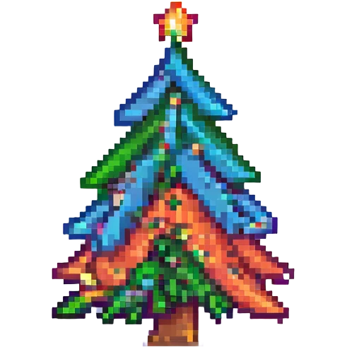A Christmas tree with rainbow colors spread from inside to out with a middle Christmas tree shape hole emoji