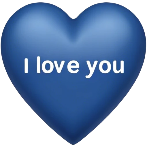 Dark blue heart with the words I Love You in the middle  emoji