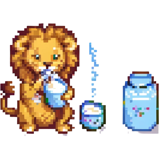 lion drinking milk emoji