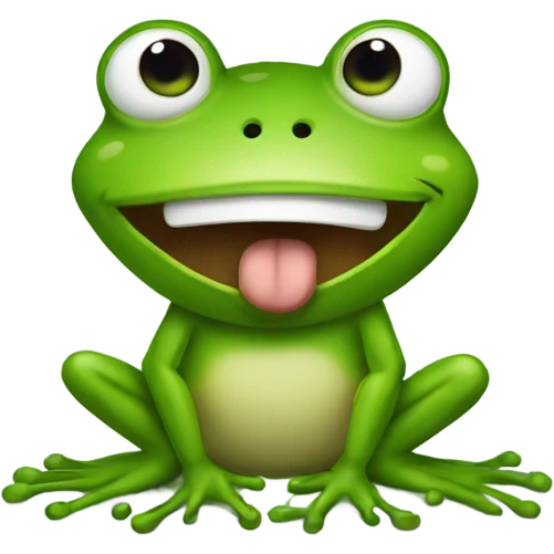 The frog laughs and shows a dislike emoji
