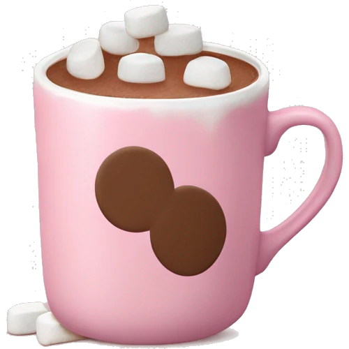 Light Pink mug of hot chocolate with marshmallows  emoji