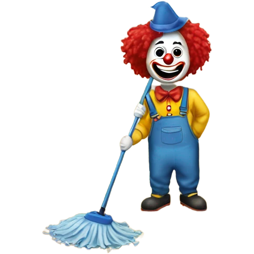 Clown mopping a floor in school  emoji
