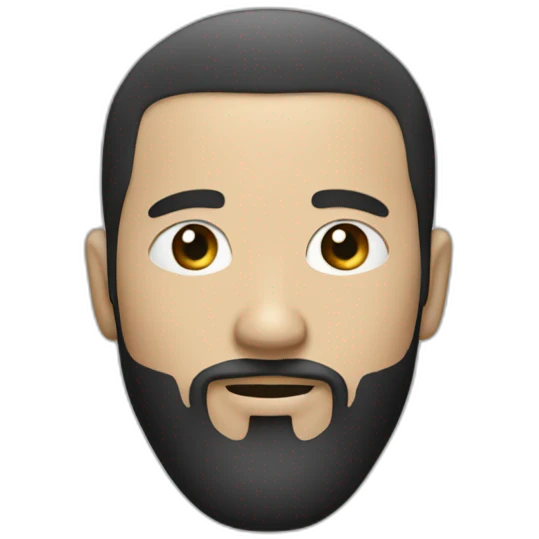 white man with short black fringe and goatee emoji