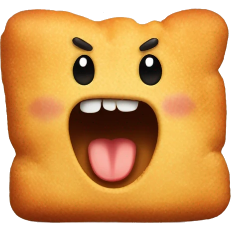 mad screaming, fearfull, smiling chicken nugget with teeth in his hand emoji