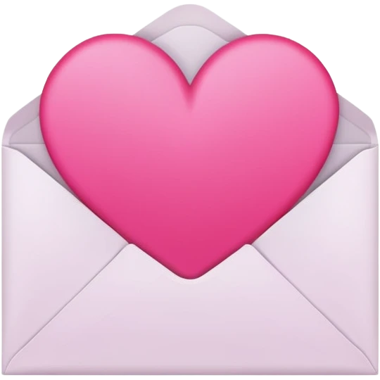 a white envelope featuring a bright pink heart in the center, on a solid light background emoji