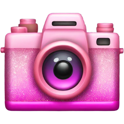 Pink ombre camera with glitter  emoji