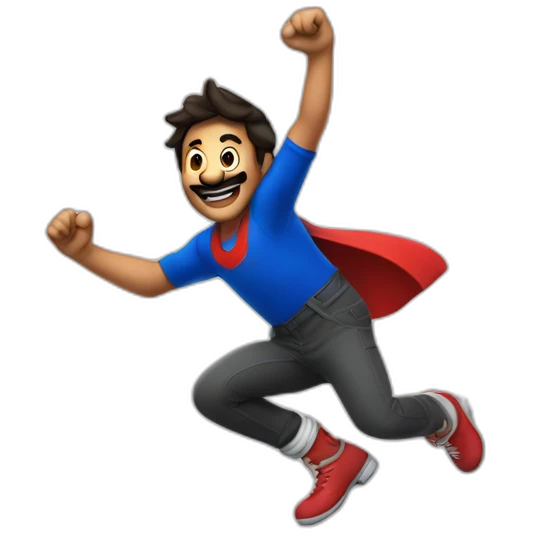 chilean male jumping like mario emoji