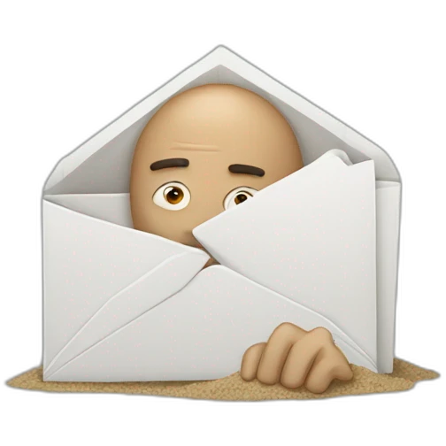 Man buried in emails emoji