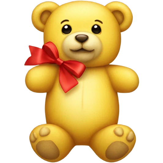 Yellow teddy bear with small red bow emoji