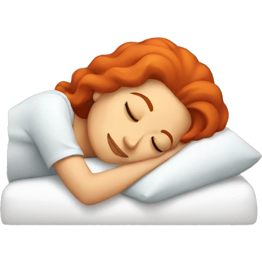 Woman with red hair sleeping emoji